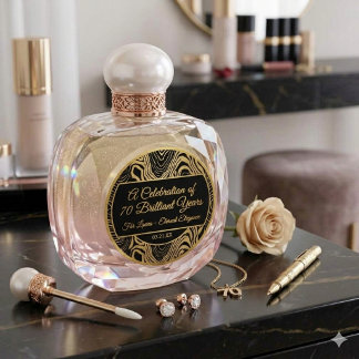 Elegant Black Gold Agate 70th Birthday Party Favor Ronde Sticker