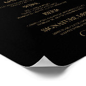 Elegant Black Gold Agate Party Bar Menu Sign Poster (Hoek)
