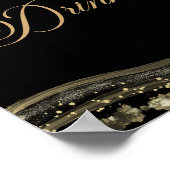 Elegant Black Gold Agate Party Drinks Sign Poster (Hoek)