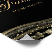 Elegant Black Gold Agate Party Favors Sign Poster (Hoek)