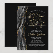Elegant Black Gold Agate Script 80e verjaardag Kaart (Voorkant / Achterkant)