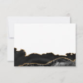 Elégant Black Gold Agate Wedding Carte RSVP (Dos)