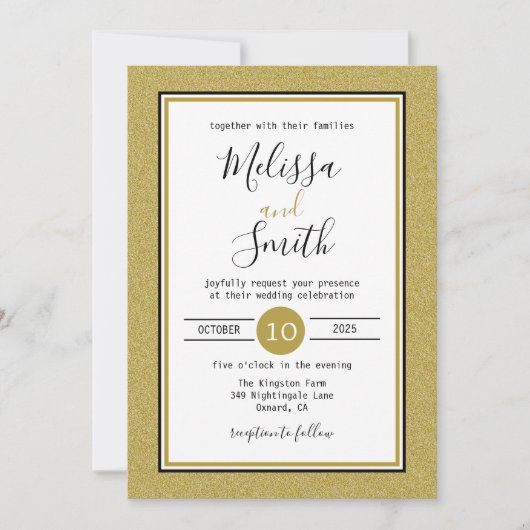 Elegant Black, Gold and White Weddenschap Kaart (Voorkant)