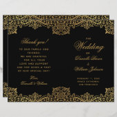 Élégant Black Gold Antique Programme de mariage pl (Devant / Derrière)