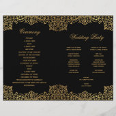 Élégant Black Gold Antique Programme de mariage pl (Dos)