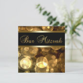 Elegant Black Gold Bar Mitzvah Kaart (Staand voorkant)