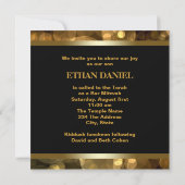 Elegant Black Gold Bar Mitzvah Kaart (Achterkant)