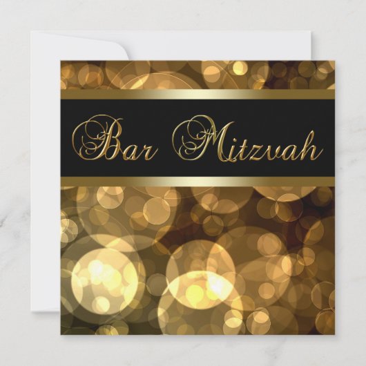 Elegant Black Gold Bar Mitzvah Kaart (Voorkant)