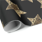 Elegant Black Gold-bliksemflits met kerststaren Cadeaupapier (Rol Hoek)