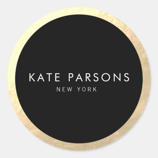 Elegant Black Gold Border Classic Round Sticker (Voorkant)