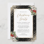 Elegant Black Gold Botanical Christmas Party Kaart (Voorkant)