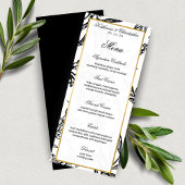 Elégant Black Gold Botanical Mariage Menu