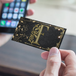 Elegant Black Gold Boutique Monogram Visitekaartje