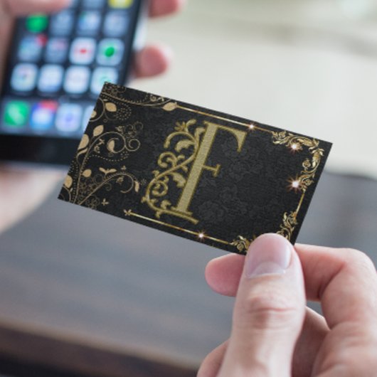 Elegant Black Gold Boutique Monogram Visitekaartje