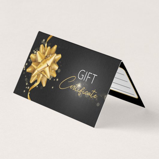 Elegant Black Gold Bow Classy Luminous Gift Card Kaart (Voorkant)
