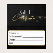 Elegant Black Gold Bow Classy Luminous Gift Card Kaart (Binnenkant ongevouwen)