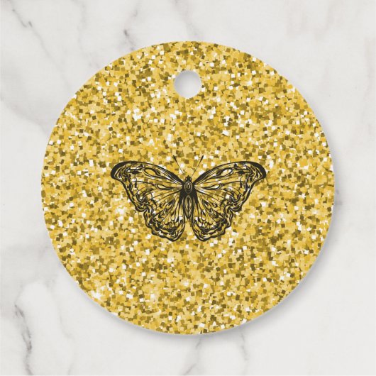 Elegant Black Gold Butterflies 40e verjaardag Bedankjes Labels (Achterkant)