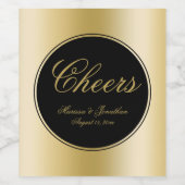 Elegant Black Gold Calligraphy Cheers Wedding Wijn Etiket (Enkel label)
