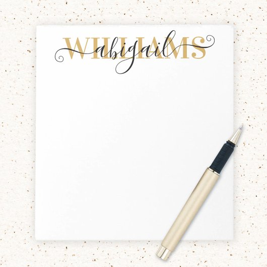 Elegant Black Gold Calligraphy Script Name Notitieblok