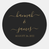 Elegant Black Gold Calligraphy Wedding Ronde Sticker (Voorkant)