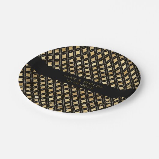 Elegant Black & Gold Carnival Harlequin Papieren Bordje (Gekanteld)