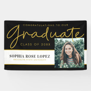 Elegant Black Gold Class of 2021 Afstuderen Foto Spandoek
