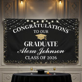 Elegant Black & Gold Class Of 2026 Graduation Spandoek