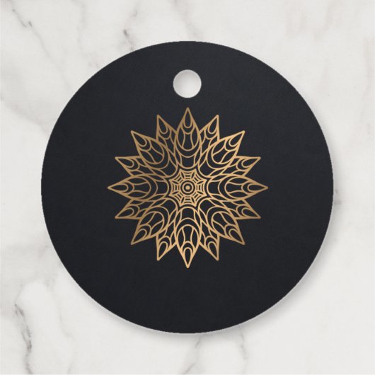 ELEGANT BLACK GOLD CLASSIC  MANDALA WEDING BEDANKJES LABELS (Achterkant)