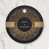 ELEGANT BLACK GOLD CLASSIC  MANDALA WEDING BEDANKJES LABELS (Voorkant)