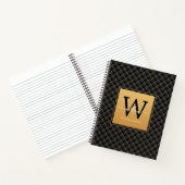 Elegant Black Gold Classy Monogram Initiaal Script Notitieboek (Binnen)