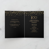 Elegant Black Gold confetti Custom 100th birthday Programma (Binnen)
