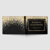 Elegant Black Gold Confetti Wedding Gastenboek (Volledig)