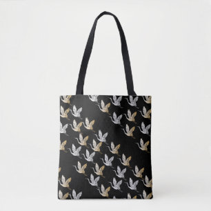 Elegant Black Gold Crane Moderne Japans Draagtas