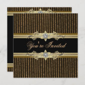 Elégant Black Gold Cravate Black Invitations (Devant / Derrière)