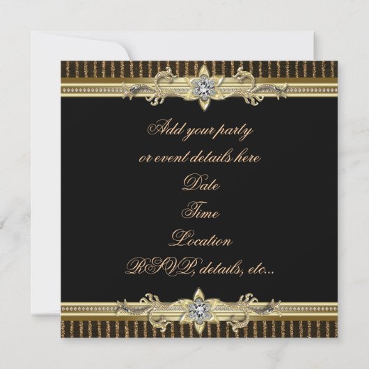Elégant Black Gold Cravate Black Invitations (Dos)