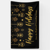 Elegant Black Gold Custom Business Holidparty Spandoek (Verticaal)