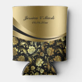 Elegant Black & Gold Damkers Decorative Stripes Blikjeskoeler (Voorkant)