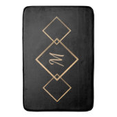 Elegant Black Gold Diamond Geometric Monogram Badmat (Voorkant Verticaal)