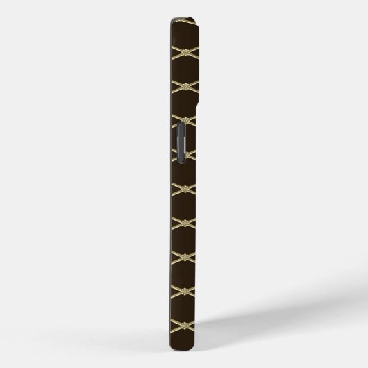 Elegant Black Gold Diamond Pattern Monogram Case-Mate iPhone Case (Achterkant / Rechts)