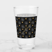 Elegant Black Gold Diamond Tufed Jouw naam Glass Glas (Voorkant)