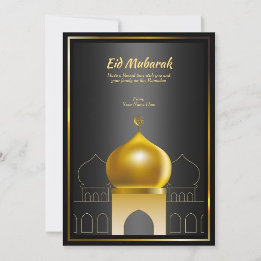 Elegant Black | Gold Dome Ramadan Wenskaart Kaart (Voorkant)