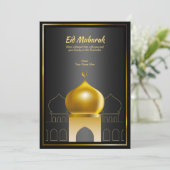 Elegant Black | Gold Dome Ramadan Wenskaart Kaart (Staand voorkant)
