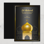 Elegant Black | Gold Dome Ramadan Wenskaart Kaart (Voorkant / Achterkant)