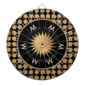 Elegant Black Gold Dot Pattern Monogram Dartbord (Voorkant)