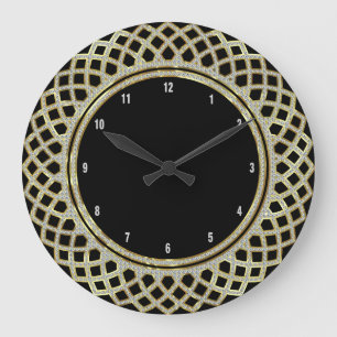Elegant Black Gold en Glitter Geometric Pattern Grote Klok