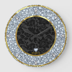 Elegant Black Gold en Sparging Diamonds Pattern Grote Klok
