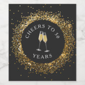 Elégant Black & Gold Étiquettes de vin d'anniversa (Étiquettes simples)