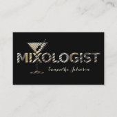 Elegant Black Gold Event Bartender Visitekaartje (Voorkant)