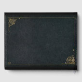 Elégant Black Gold Faux Cuir Mariage Livre d'hôtes (Verso)