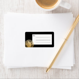 Élégant Black Gold Floral Blank Étiquette de messa